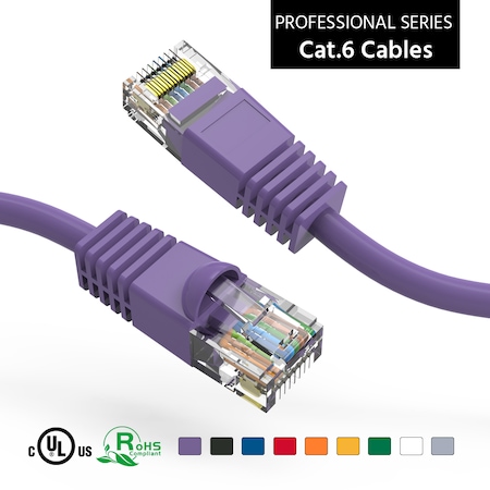 CAT6 UTP Ethernet Network Booted Cable- 75Ft- Purple